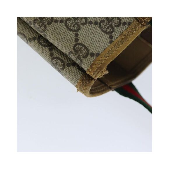 Pre Loved GUCCI GG Supreme Web Sherry Line Tote Bag PVC Leather Beige 39 02 003 - Picture 7 of 8